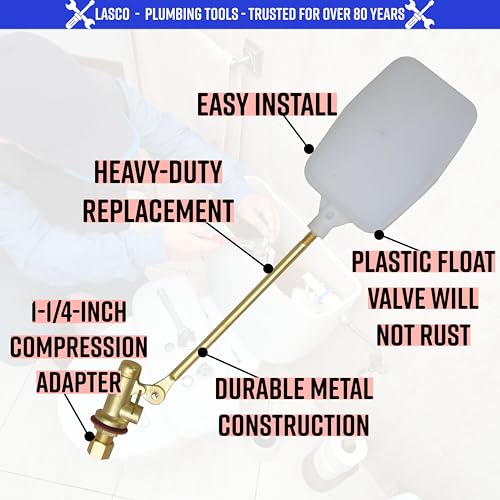 Image of LASCO 05-1051 Heavy Duty 1 /4-Inch Compression Evaporative Swamp Cooler Float Valve, Brass