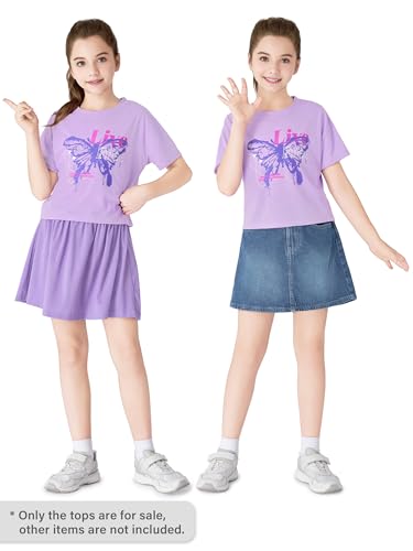 Image of Stylish Graffiti /Butterfly /Tropical Crop Top for Little & Big Girls - Cool Summer T-Shirt Clothes Size 6-18
