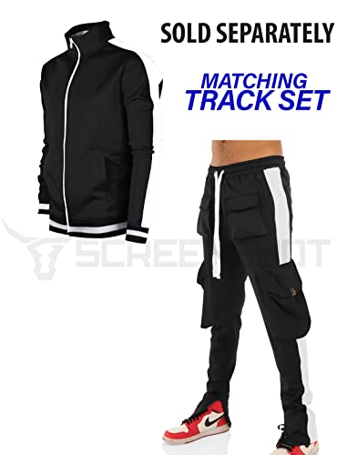Image of SCREENSHOT Screenshotbrand Mens Hip Hop Slim Fit Track Pants - Athletic Jogger Bottom with Side Taping