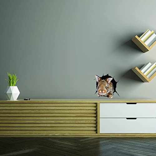 3D Rabbit Wall Decal - Easter Bunny Kid Design Sticker - Adhesive Decoration Decals - Cute Kitchen Vinyl Toilet Nursery Decor Mural (118'' X 94'') #TOP5