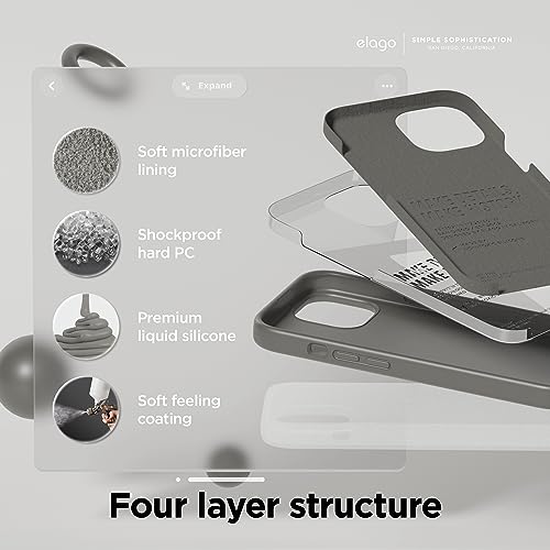Elago Cover Silicone Liquido Compatibile Con Iphone 15 Case, Custodia Silicone Premium, Protezione Completa [Struttura Antiurto A 4 Strati], Fodera In Morbida Microfibra Antigraffio (Grigio Medio) - 4
