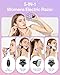 5-in-1 Electric Razors for Women, 7D Magnetic Heads Full Body Shaver, Waterproof Wet Dry Hair Remover with LED Display, Rechargeable Bikini Trimmer for Underarms, Face, Legs, Lips, Arms