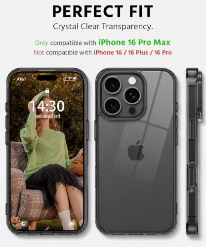 Image of VONZEE Anti Scratch Semi Translucent Cover for iPhone 16 Pro Max Case, Premium PC + TPU Phone Cases Drop Proof, Slim Anti Yellowing Never Yellowing Shockproof