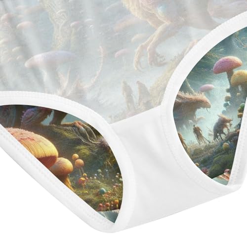 Cute Monsters Mushrooms Toddler Underwear, Girls Cotton Underwear, 2T–8 Years4