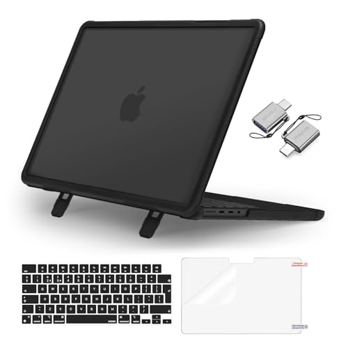 MOSISO Compatible with MacBook Pro 16 inch Case 2026-2021 M5 M4 M3 M2 M1 A3429 A3428 A3403 A3186 A2991 A2780 A2485, Heavy Duty Hard Shell Fold Kickstand&Keyboard Skin&Screen Film&Type C, Black