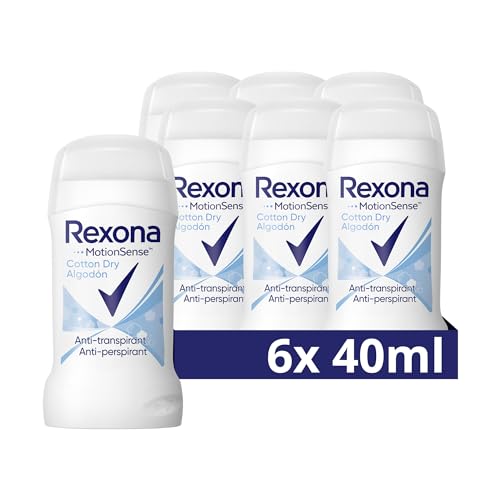 Rexona MotionSense Deo Stick Cotton Dry Antitranspirant mit 48 Stunden Schutz Deodorant gegen Schwitzen und Körpergeruch 6x 40 ml
