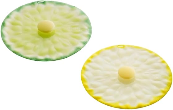 Charles Viancin Set of 2 Citrus Airtight Silicone Drink Covers - One Lemon & One Lime Silicone Cup Cover