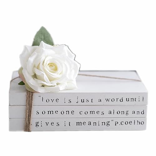 Lavender Inspired Farmhouse Book Stack Decor for Living Room, Coffee Bar, Fireplace Mantle - Set of 3 Book Decors for Shelf, Gifts for Lovers, Valentine's Day Gift
