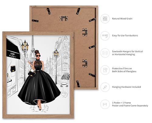 Image of Poster Master Lady in Black Print - Fashion Poster - Paris Designer Art - Modern Wall Design - Chic Gift for Women & Fashionista - Glam Decor for Bedroom or Girl's Room - 8x10 Beige Framed