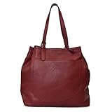 Estructura: Suave Bolso shopper mujer Bolsos de piel Italianos bolso de hombro grande suave - Claudia Ganza Roma (Rojo)