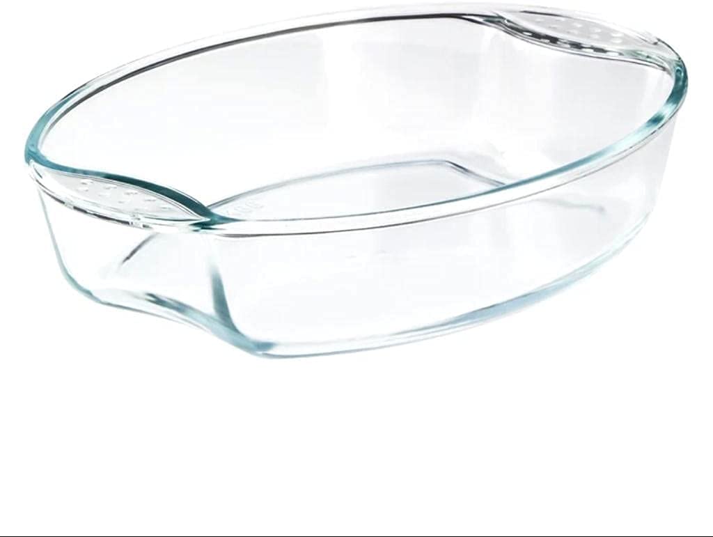 Royal Cuisine Glassware, Oval glass with handle Oven Dish, Casserole bakeware, Heavy Duty Oven Dish, Glass Lasagne Tray 2L |2.8L |3.8L (Small-2L)