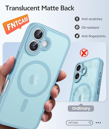 Image of FNTCASE for iPhone 17 Case: [Compatible with Magsafe] Translucent Matte Cases with [Full Camera Protection] [Screen Protector] Military Grade Shockproof Protective Phone Cover - Teal