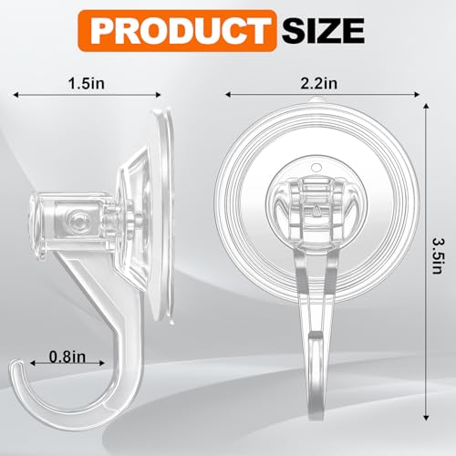 Image of KORCCI Suction Cup Hooks for Shower-Max Load 10 LB, No Trace, Reusable & Removable, Small Clear Suction Hooks, for Tile, Glass, Window, Kitchen, Bathroom, Christmas Decor, Wreath, Lights, 2 Pack