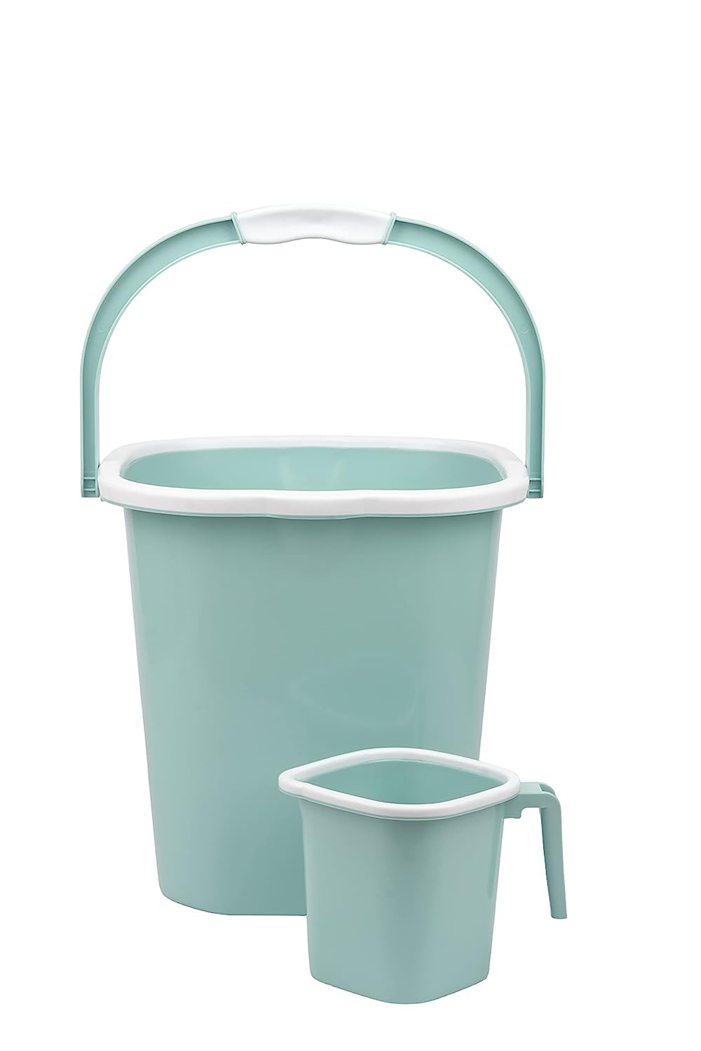 Dhwani Enterprise Square Double Moulded Unbrakable Bucket with Mathcing (1.5 Liter Mug)(Mint Green) (18L) (B0C81PTNZ7) Amazon Price History, Amazon Price Tracker