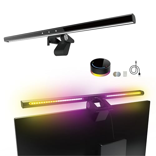 CRLIVOING S7PLUS RGB Monitor Light Bar Sun Lamp Full Spectrum Screen Lamp with Remote, CRI≥95, Glare-Free, Low Blue Light, Sound Sync RGB, USB-C Powered, Eye-Care for Gaming and Work