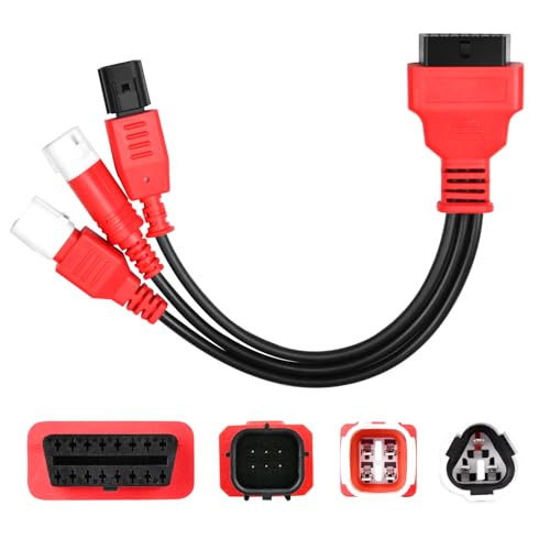 Autel Original 3-in-1 OBD2 Adapter Cable,16 Pin to 6/4/3 Pin OBD Diagnostic Cable, OBD2 to OBD1 6pin 4pin 3pin Plug Adapter for Motorcycle Honda/Guzzi/Kawasaki/Suzuki, Compatible with OBDII Scanners