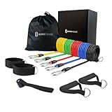 KoreHealth KoreTense Elásticos Para Exercícios - Elásticos Para Treinos Em Casa | Kit de Bandas de Elástico Com 5 (10-30lbs) | Elástico Fitness Com Puxador de Espuma e Cinta para Tornozelo