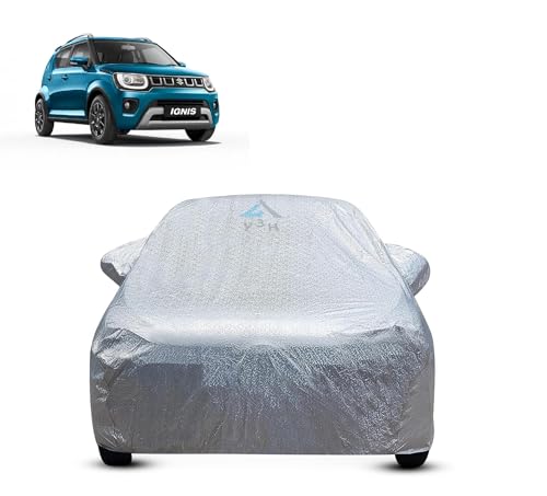 Image of 100% Waterproof Car Cover Compatible with Maruti Suzuki Ignis (Model : 2016 Onwards) Custom Fit Body Covers with Mirror Pockets | Color : Metalic Silver