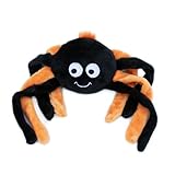 ZippyPaws Plush Grunterz Dog Toy, Stuffed Chew Toy with Grunter Squeaker, Orange Spider