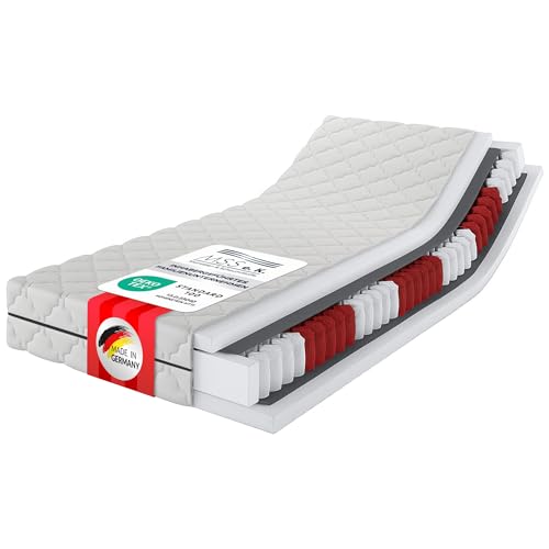 MSS e.K. Tonnentaschenfederkernmatratze Medic Plus | 90x200 cm | Härtegrad H5-XL | ergonomische 7 Zonen Matratze | Höhe ca. 21 cm| Oeko-Tex Zertifiziert | Made in Germany