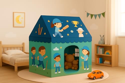 Image of Shree Incorporation Play House for Kids Jumbo Size Extremely Light Weight, Waterproof Kids Play Tent House for Girls Boys | Water Repellent Big Size (Cricket Style Theme Y)