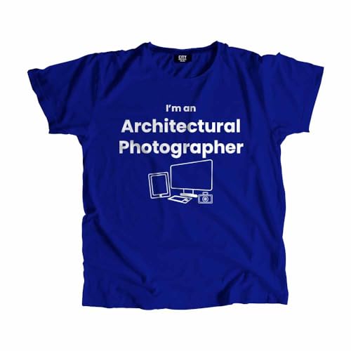 T-shirt photographe d'architecture bleu roi unisexe en coton pour l'été