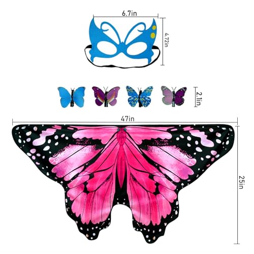 Disfraz infantil alas de mariposa para niñas rosa miniatura 3