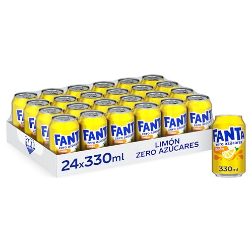 Fanta Limón Zero Azúcares - Refresco de Limón Zero Azúcares Añadidos- Lata 330 Ml Pack de 24