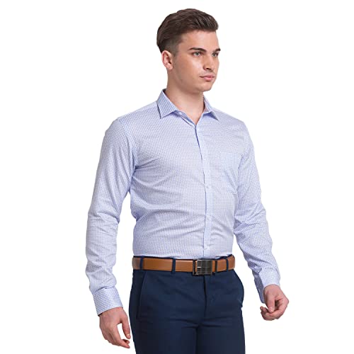 Image of Park Avenue Men's Pure Cotton Print Pattern Slim Fit Semi Cutaway Collar Full Sleeve Formal Shirt