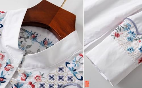 Blouse chinoise à col mandarin protecteur et broderies de coton durables - 4