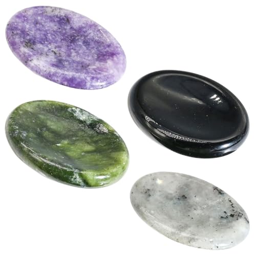 GAROZATION Masajeador Facial de Cristal Natural 4 Piezas Diseño Creativo Redondo para Mejorar la Circulación y Proteger la Piel, Adecuado para Aliviar el Estrés Color Color Aleatorio