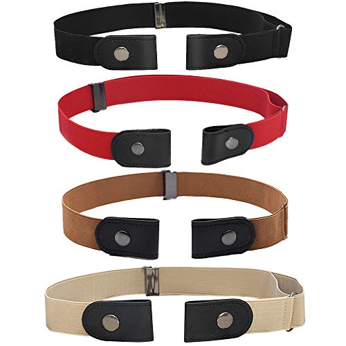 4 Pièces Ceinture Extensible sans Boucle Ceinture sans Boucle Ceinture Invisible Unisexe pour Jeans Pantalons,Ceinture extensible pour les femmes,Filles Cover