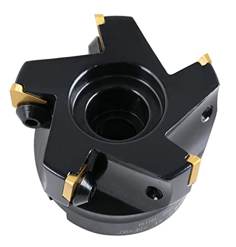 Image of Accusize Industrial Tools 3 inch Indexable Face Milling Cutter 90 Degree, Positive Rake with Tpg322, 2508-0018 | 90 Deg Positive Rake, Right-Hand Cut, 5 TPG322 Inserts, 1 in Bore