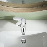 GROHE Swift, energiesparende Waschtischarmatur, Kaltwasser in Mittelstellung (Wasserhahn für Waschbecken, 16cm hoch, mit Pop-Up Ablauf, mit 3in1 Werkzeug, einfache Installation), chrom, 24323001 – Ansicht 7