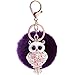 Strass bommel Keychain mit Glitzer Mini Eule Anhänger Schlüsselanhänger plüsch Ball,Elegant Plüsch-Kugel Auto-Anhänger Weich Pompom Handtaschenanhänger Dekor Schlüsselring (# 21)