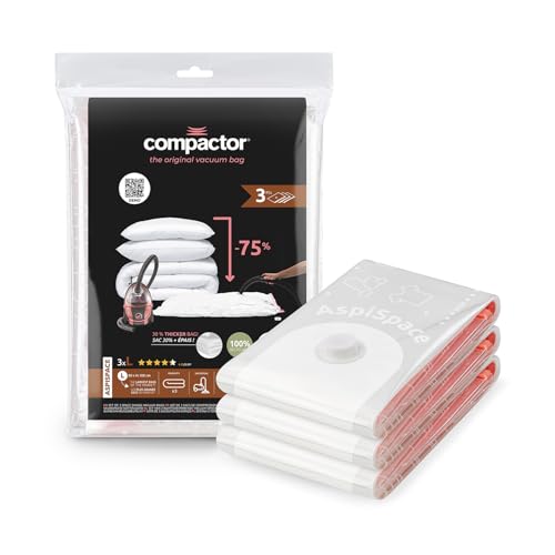 Compactor - Lot de 3 sacs de rangement sous vide - Taille L 100 x 80 cm - Grande capacité – Rangement sous vide pour couettes, oreillers, vêtements