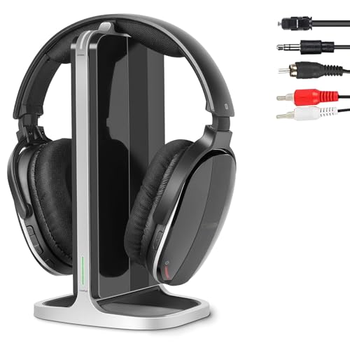Retekess TA007 Kabellose Kopfhörer für Fernseher, Funkkopfhörer mit Ladestation, 2,4G Sender-Ladestation, Keine Audioverzögerung, 60 m Entfernung an Einem Offenen Ort,Drahtlose Verbindung,für Familie Retekess TA007 Kabellose Kopfhörer für Fernseher, Funkkopfhörer mit Ladestation, 2,4G Sender-Ladestation, Keine Audioverzögerung, 60 m Entfernung an Einem Offenen Ort,Drahtlose Verbindung,für Familie