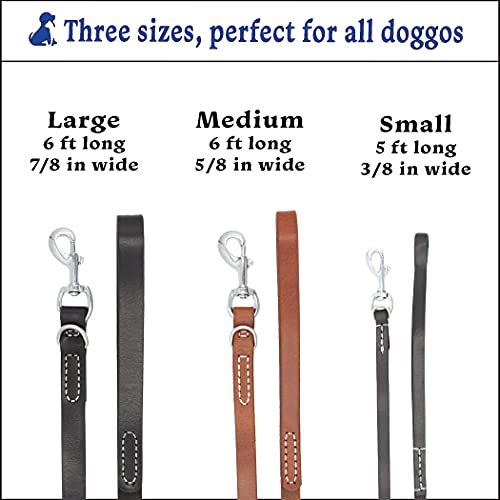 Fuzzy Friends Leather Dog Leash. Stylish 6Ft Black Leather Leash With Premium Hardware. Veterinarian Approved Dog Training Leash With Style. For Small, Medium And Large Breeds #TOP3