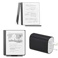 Kindle Scribe Essentials Bundle including All-new Amazon Kindle Scribe (64GB) - Tungsten, Premium Leather Cover - Black and Power Adaptor