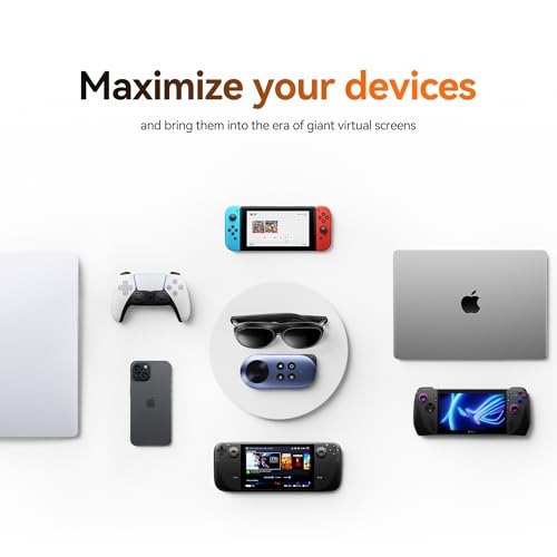 Image of Rokid AR Joy Pack 2 AR Glasses, Smart Glasses Max 2 with Station, 160 inch Micro-OLED Display, Google Play, Media Streaming, HDCP Support & Cloud Gaming, Console, Android, Windows Compatible