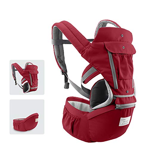 Henniu Porta-bebês com assento de quadril Design respirável e destacável Alça ajustável Bolsos later
