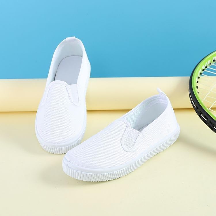 Kids White Canvas Shoes Toddler Classic Slip-on Uniform Sneaker for Girls Boys Casual Tennis Running Shoes - Image 7