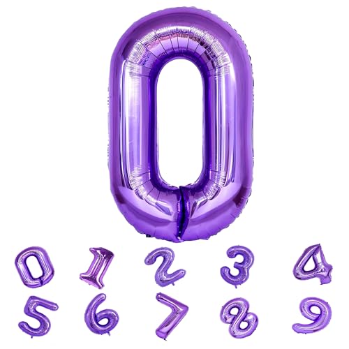 Image of Purple Foil Number Balloons 0-9 | 32 Inch Helium Supported Birthday Decoration Balloons for Kids, Anniversary, Party, Baby Shower ? Reusable