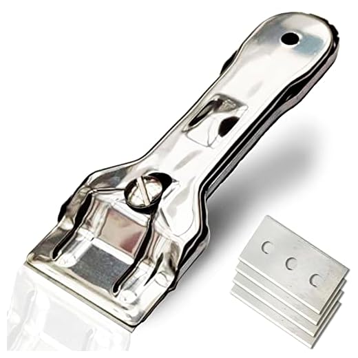 Rasqueta Profesional Vitrocerámica. Rascador Vitrocerámica de Acero Inoxidable. Rascador Placa Vitrocerámica con Cuchillas de Repuesto, para Limpiar Cocina Vitro. Raspador Limpiador de Cristales.