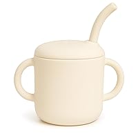 Vista 1 de Vaso de silicona prémium para bebé, 6 onzas, sin BPA, de silicona de grado alimenticio, para bebés y niños pequeños de 6 meses en adelante, Beige