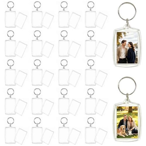 ZYNERY 20 Pcs Porte Clef Photo Personnalisable, Porte Cle Photo Transparent