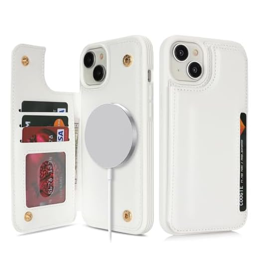 SailorTech Funda para iPhone 14 Plus Funda de Piel con Tarjetero, Funda para iPhone 14 Plus Funda de teléfono con Ranuras para Tarjetas Funda de Cartera-Blanco