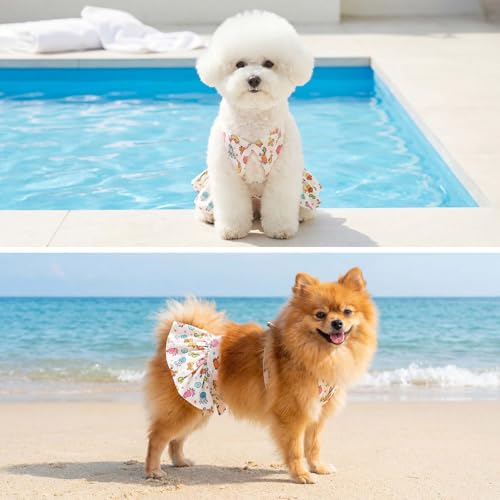 Image of CuteBone Dog Bikini Dress, Stylish Swimsuit Costume for Small Dogs, Comfortable & Adjustable Puppy Bathing Suit, Soft Outfit Pet Apparel for Beach, Pool and Summer Fun DB36S