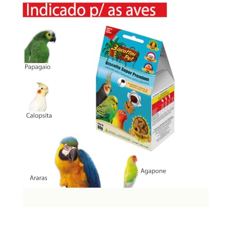 Biscottini Pet Biscoito Super Premium para Calopsitas e Periquitos, 80g, Kit com 4 Unidades