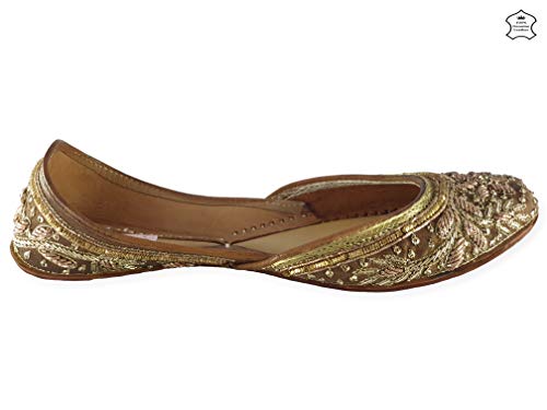 Image of Fulkari Women's Murraya Genuine Soft Leather Juttis | Bite and Pinch Free Jutis | Punjabi Jutti For Ladies | Bridal Ethnic Stylish Mojari Flats For Girls |